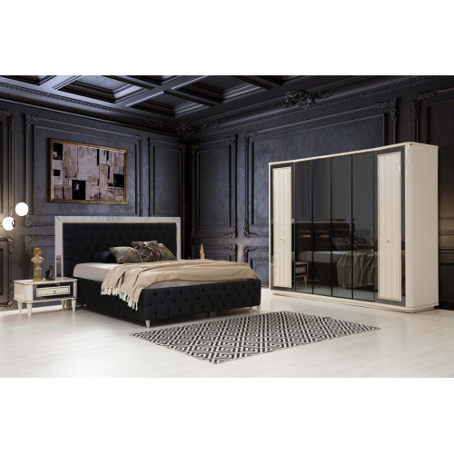 Chesterfield Bett 2x Nachttisch Kommode Spiegel Hocker Schlafzimmer Set 6tlg von Xl Moebel