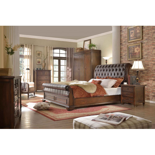 Chesterfield Bett Leder Polster Doppel Betten Designer Bett 180 x 200cm Barock von Xl Moebel