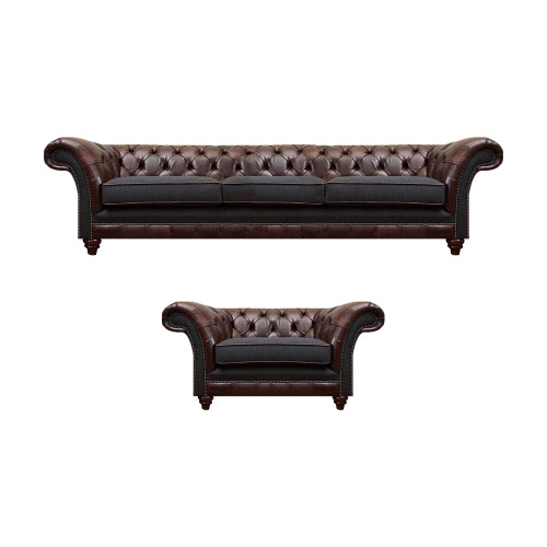 Chesterfield Braune Ledersofa Garnitur Dreisitzer Edler Polster Sessel Chesterfield Braune Ledersofa Garnitur Dreisitzer Edler Polster Sessel von Xl Moebel