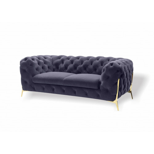 Chesterfield Samt Designer Sofa 2 Sitzer Couch Textil Samt Garnitur Gold Beine von Xl Moebel