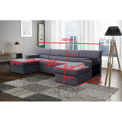 Design Ecksofa Markos U-form Bettfunktion Couch Hochtöner Leder Textil Design Ecksofa Markos U-form Bettfunktion Couch Hochtöner Leder Textil von Xl Moebel