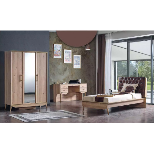 Design Jugendzimmer Schlafzimmer Bett Set Schrank Schreibtisch 3tlg. von Xl Moebel