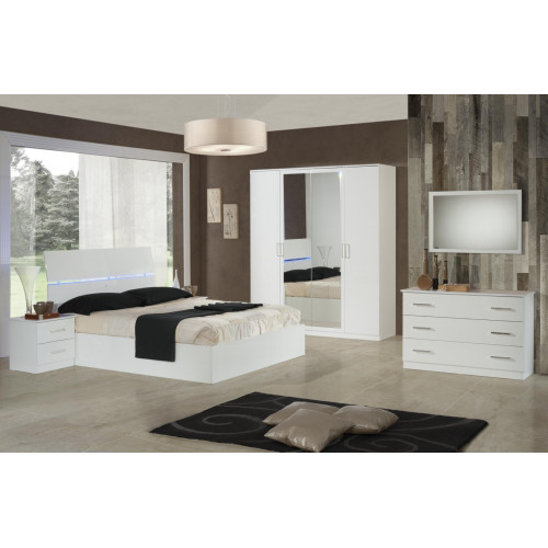 Design Schlafzimmer 6 tlg. Komplettes Set Bett Nachttisch Kommode Spiegel Holz von Xl Moebel