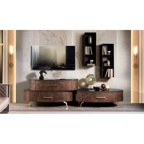 Design Wohnwand Sideboard rtv Lowboard Anrichte 4 tlg. Set Wandablage Neu von Xl Moebel