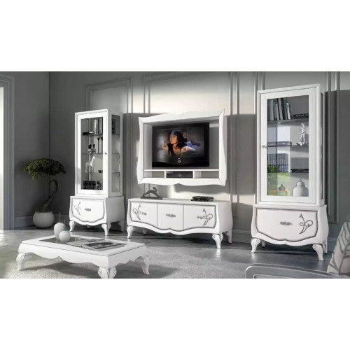 Design Wohnzimmer Set Vitrine 2x TV-Rahmen Wandregal Wohnwand 4tlg. Design Wohnzimmer Set Vitrine 2x TV-Rahmen Wandregal Wohnwand 4tlg. von Xl Moebel