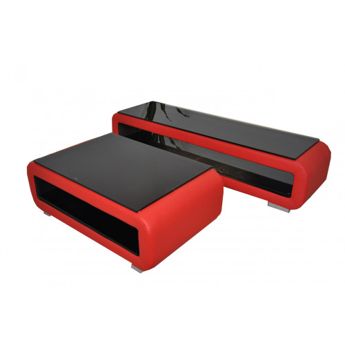Designer Couchtisch Polster Leder Glas Moderner Tisch CT9010 + RTV TS1010 +USB von Xl Moebel