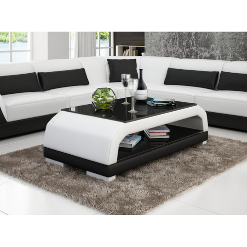 Designer Couchtisch Polster Tisch Leder Glas Moderner Tische 6108 von Xl Moebel