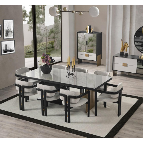 Designer Essgruppe Luxus Garnitur Esstisch 8x Stühle Esszimmer Möbel Designer Essgruppe Luxus Garnitur Esstisch 8x Stühle Esszimmer Möbel von Xl Moebel