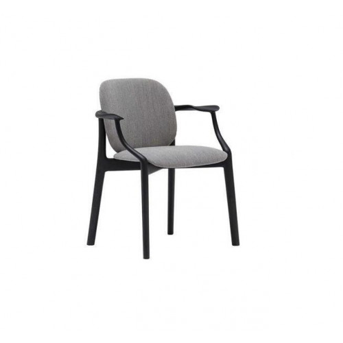 Designer Grauer Esszimmer Stuhl Holzrahmen Armlehnen Stuhl Polster Möbel Designer Grauer Esszimmer Stuhl Holzrahmen Armlehnen Stuhl Polster Möbel von Xl Moebel