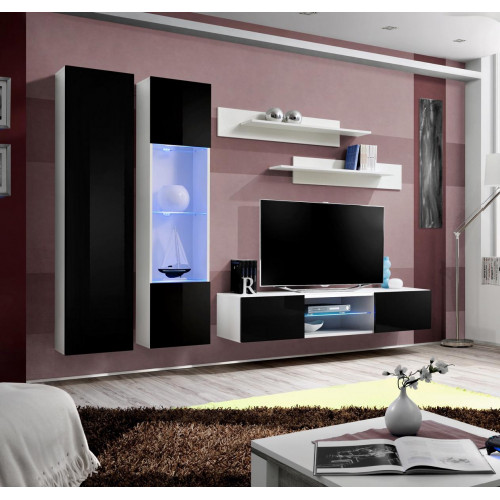 Designer Komplett Wohnwand Hänge Vitrine TV-Ständer Luxus Wand Regale Hochglanz Designer Komplett Wohnwand Hänge Vitrine TV-Ständer Luxus Wand Regale Hochglanz von Xl Moebel