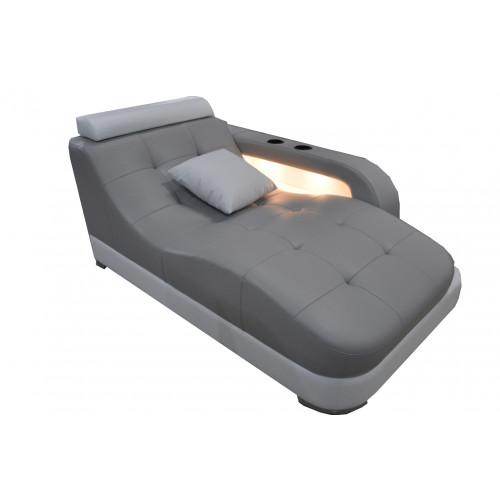 Designer Leder Chaiselongues Modern Grau Liege Ottomane Sofa Echtes Leder Relax von Xl Moebel