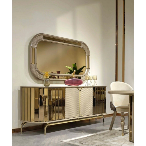 Designer Sideboard Gold Beige Spiegel Holz Anrichte Design Möbel Konsole von Xl Moebel