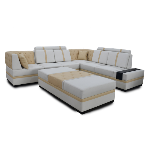 Designer Sofa Luxus Ecksofa mit Hocker Polster Garnitur Wohnzimmer L-Form von Xl Moebel