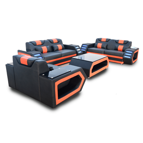 Designer Sofagarnitur Sofa Polster Set 3+2+1 Ledersofa Beleuchtet Leder von Xl Moebel