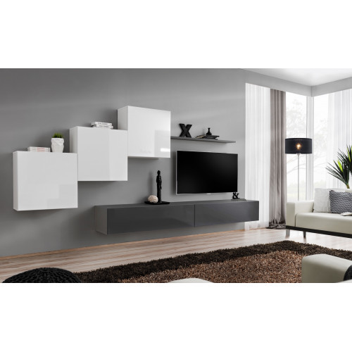 Designer Wohnwand Grau TV Ständer Moderne Sideboard Wandregal TV Ständer Neu Designer Wohnwand Grau TV Ständer Moderne Sideboard Wandregal TV Ständer Neu von Xl Moebel