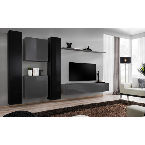 Designer Wohnwand Grau Wohnzimmermöbel 4x Wandschrank Wand Regal Komplett von Xl Moebel