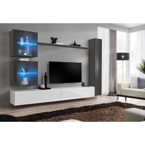 Designer Wohnwand Modern TV-Ständer Wohnmöbel Grau Einrichtung Sideboard von Xl Moebel