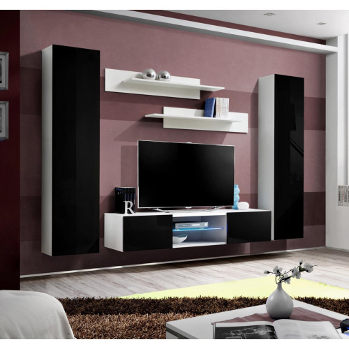 Designer Wohnzimmer Luxus Wohnwand Hänge Sideboard mit Kamin Modern Design von Xl Moebel
