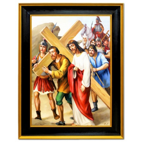 Die Kreuztragung Christi Handarbeit Ölbilder Gemälde Leinwand G119923 von Xl Moebel