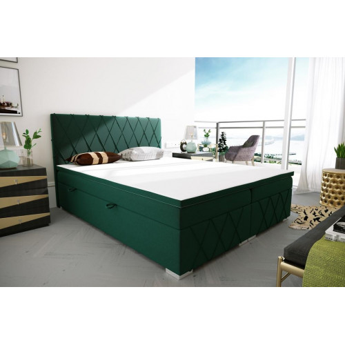 Doppel Bett Komplett Set Matratze Boxspring Topper Betten Funktion Kasten Grün von Xl Moebel