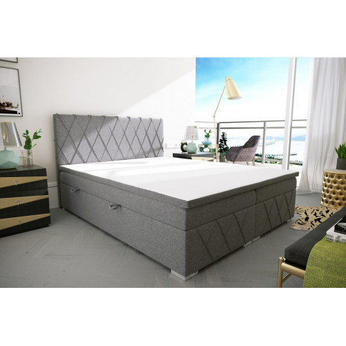 Doppel Luxus Grau Boxspringbett Design Bett Polsterbett Schlafzimmer Textil von Xl Moebel
