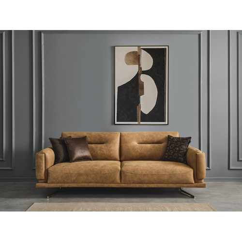 Dreisitzer Sofa 3 Sitzer Sofas Braun Kunstleder Wohnzimmer Luxus Sitz Dreisitzer Sofa 3 Sitzer Sofas Braun Kunstleder Wohnzimmer Luxus Sitz von Xl Moebel