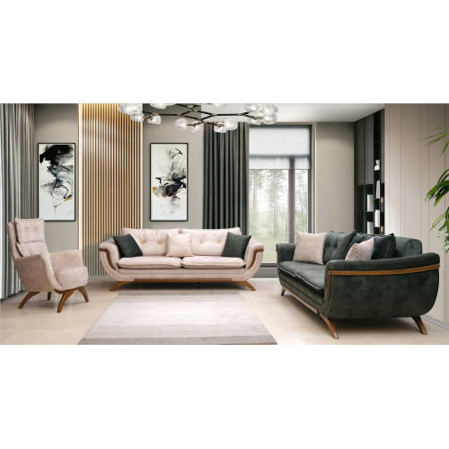 Dreisitzer Wohnzimmer Set 3+3+1 Couchgarnitur Sitzpolster Stoffsofa Couch Sofa von Xl Moebel