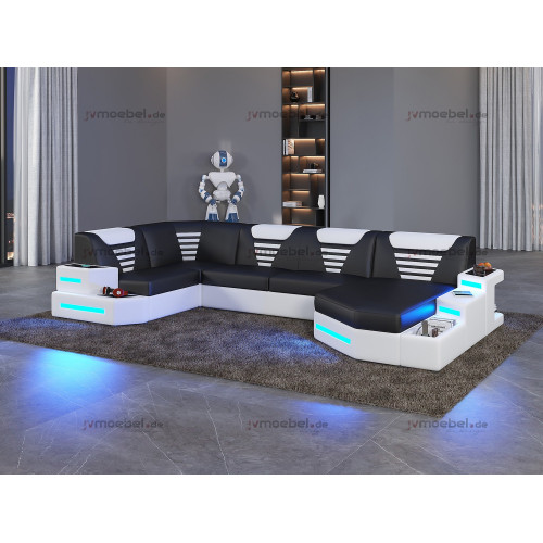 Eck Sofa Couch Polster Ecke Leder Couchen Wohnlandschaft U Form +LED Eck Sofa Couch Polster Ecke Leder Couchen Wohnlandschaft U Form +LED von Xl Moebel