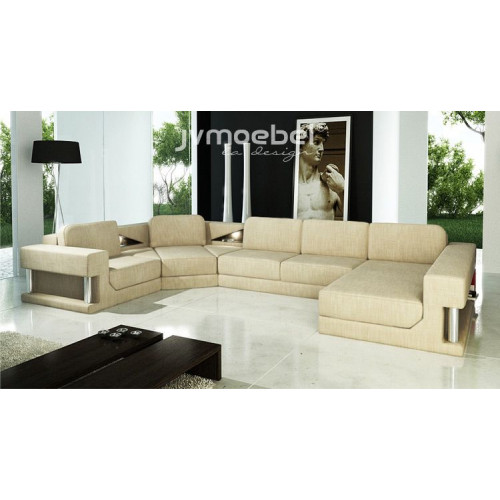 Ecksofa Bettfunktion Modern Design Sofa Textil Stoff U-Form Couch Wohnlandschaft von Xl Moebel