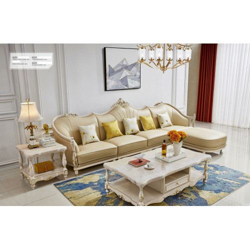 Ecksofa L Form Couchtisch Beistelltisch 3tlg. Set Polster Leder Massivholz von Xl Moebel