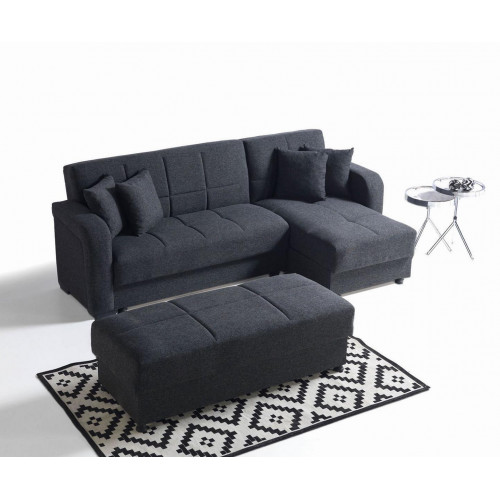 Ecksofa L-Form Hocker Schwarz Komplett Wohnzimmer Set 2tlg. Luxus Möbel Ecksofa L-Form Hocker Schwarz Komplett Wohnzimmer Set 2tlg. Luxus Möbel von Xl Moebel
