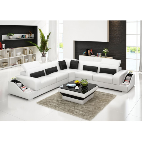 Ecksofa Leder Sofa Couch Polster Eck Wohnlandschaft Sitz Garnitur L Form von Xl Moebel