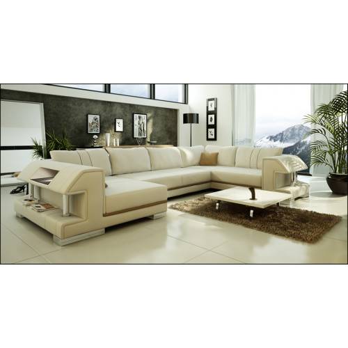 Ecksofa Sofa Couch Polster Designer Leder XXL U Form Ledersofa Wohnlandschaft von Xl Moebel