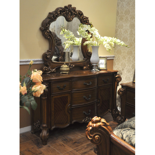Edle Kommode Buffet Kommoden Schrank + Spiegel Barock Rokoko Anrichte Holz neu von Xl Moebel