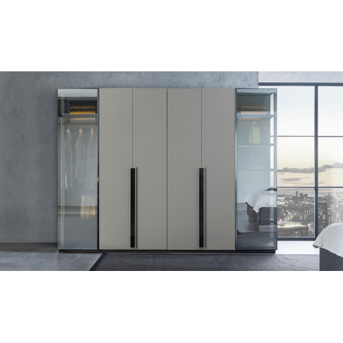 Eleganter Schlafzimmer Kleiderschrank Glasschrank Durchsichtige Fronten Schrank von Xl Moebel
