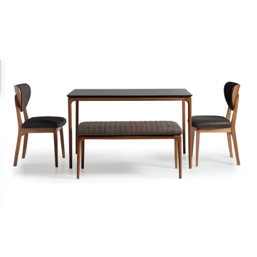 Essecke Essgruppe Esszimmer Esstisch Stühle 6tlg Braun Bank Stoff Holz von Xl Moebel