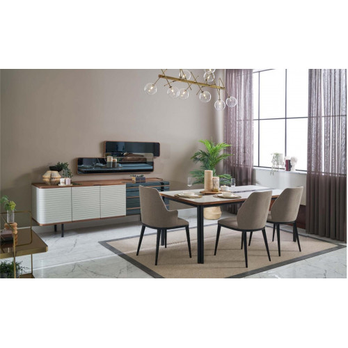 Essecke Esszimmer Garnitur Essgruppe Esszimmermöbel Set 9tlg Holz Weiß von Xl Moebel