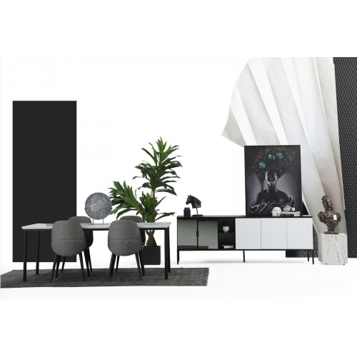Esszimmer Gruppe Esstisch Stühle Sideboard Tisch Holz Set 8tlg Weiß von Xl Moebel