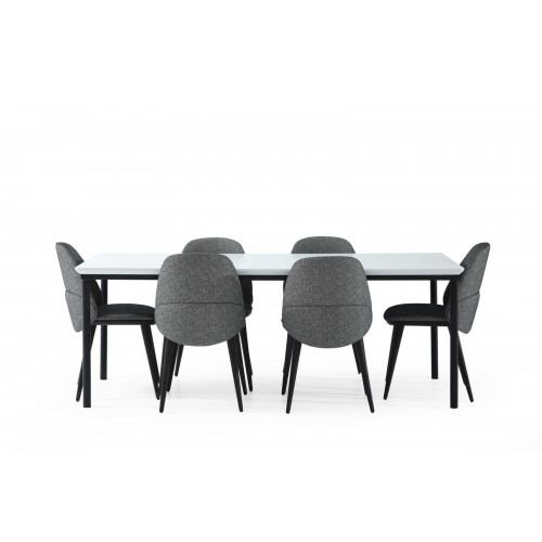 Esszimmer Gruppe Esstisch Stühle Tisch Holz Set 7tlg Grau Modern Set Esszimmer Gruppe Esstisch Stühle Tisch Holz Set 7tlg Grau Modern Set von Xl Moebel