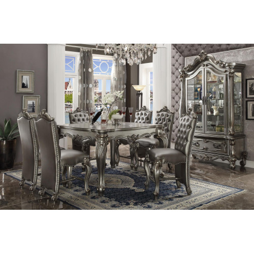 Esszimmer Möbel Graue Barock Stil Einrichutung Esstisch Vitrine mit 6x Stühlen von Xl Moebel