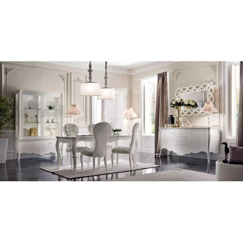 Esszimmer Set 8tlg. Esstisch 4x Stühle Sideboard Spiegel Garnitur Weiß von Xl Moebel