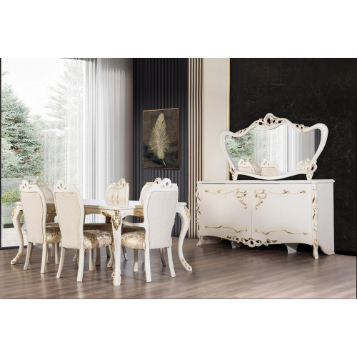 Esszimmer Set 9tlg. Luxus Garnitur Tisch 6x Stühle Anrichte Spiegel Neu Möbel Esszimmer Set 9tlg. Luxus Garnitur Tisch 6x Stühle Anrichte Spiegel Neu Möbel von Xl Moebel