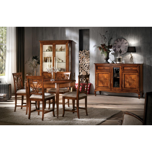 Esszimmer Set Garnitur Stühle 4x Vitrine Gruppe Essgruppe Vitrinen 7tlg. Kommode von Xl Moebel