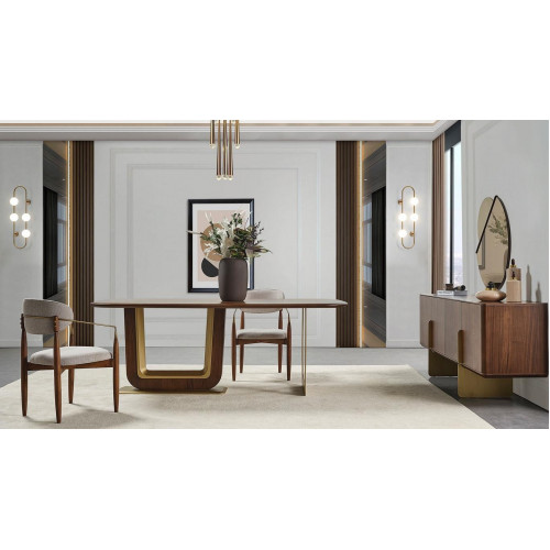 Esszimmer Set Modern Esstisch 4x Stühle und Anrichte mit Spiegel 7tlg. von Xl Moebel