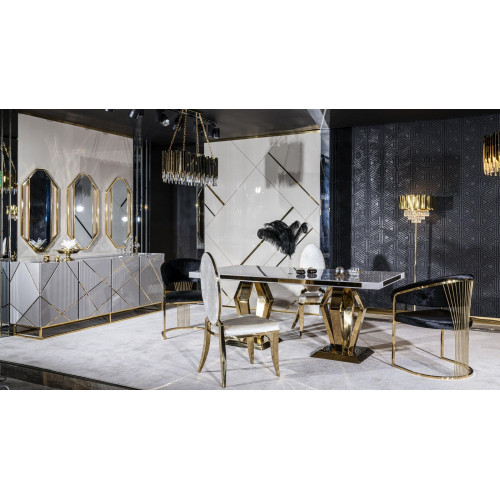 Esszimmer Set Tisch 4xStühle Anrichte Spiegel 7tlg Esstisch Garnitur Tisch Esszimmer Set Tisch 4xStühle Anrichte Spiegel 7tlg Esstisch Garnitur Tisch von Xl Moebel