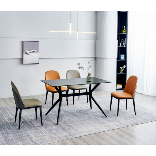 Esszimmergruppe Designer Grauer Esstisch Orange Stühle 6x Einsitzer 7tlg von Xl Moebel