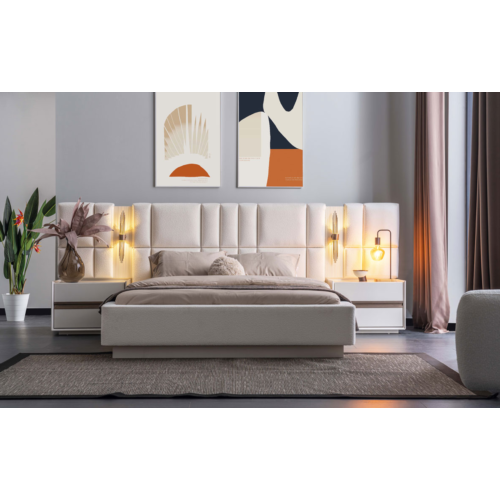 Exklusive Schlafzimmer Möbel Designer Textilbett 2x Holz Nachttische Exklusive Schlafzimmer Möbel Designer Textilbett 2x Holz Nachttische von Xl Moebel