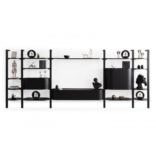 Exklusive Schwarze Wohnwand Designer Wohnzimmer Möbel Edle Holzwand von Xl Moebel