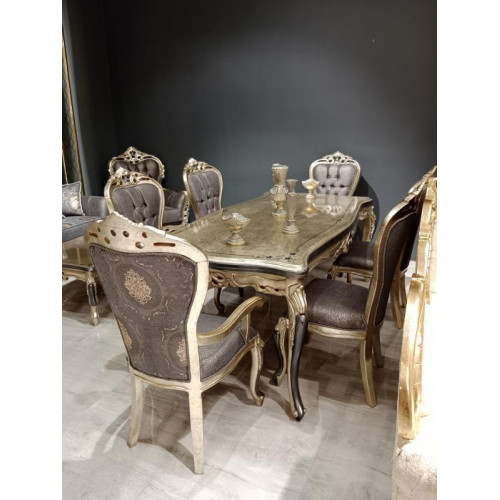 Exquisites Esszimmer Möbel luxuriösen Esstisch + 4x Tisch Stühle Gold von Xl Moebel