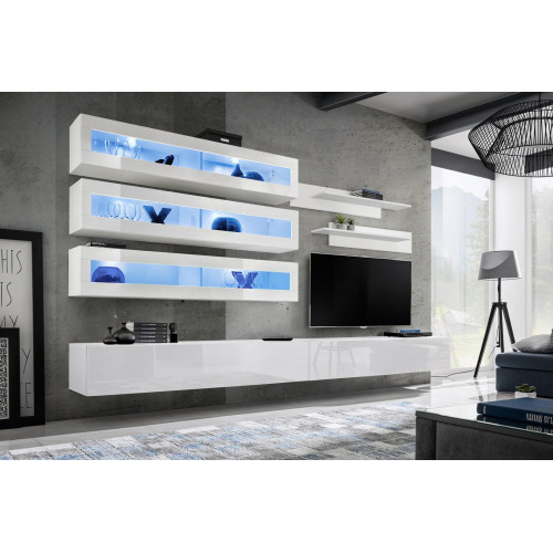 Garnitur 7tlg.Wohnzimmer Set Designer Stil Wohnwand TV-Ständer 2x Wand Regale von Xl Moebel